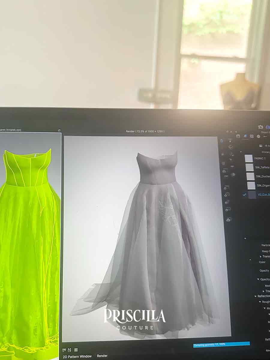 Priscilla Couture CLO 3D dress avatar